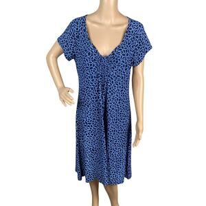 Fresh Produce Emma Blue Floral Smocked Knee Length Dress M Coastal Grandmother
